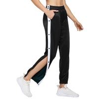 1 x RAW Customer Returns Dazzerake Women s Side Striped High Slit Sports Joggers Loose Tracksuit Pants with Snap Button Closure Hip Pop Trousers Black, L  - RRP €29.5