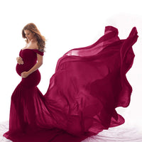 1 x RAW Customer Returns IMEKIS Women s Maternity Dress Sleeveless Off Shoulder Pregnancy Dress Photo Shoot Party Dress Long Pregnant Ball Gown Festive Trailing Dress Baby Shower Photography Props Wine Red - RRP €49.3