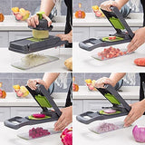 1 x RAW Customer Returns T-GOGO Mandoline Vegetable Slicer, 13 in 1 Vegetable Cutter Adjustable, Multifunctional Vegetable Slicer Cutter Grater Onion Cutter, Vegetable Slicer Stainless Steel with Drain Basket Gray - RRP €19.85