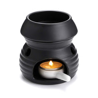 1 x RAW Customer Returns SUMNACON Ceramic Fragrance Lamp with Candle Holder Tealight Holder Calabash Aroma Lamp Fragrance Light Aroma Burner for Fragrance Oil and Fragrance Wax Black  - RRP €15.12