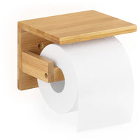 1 x RAW Customer Returns Ecooe toilet paper holder, bamboo paper holder, wall holder with spacious shelf, paper roll holder for toilet, kitchen and bathroom - RRP €18.99