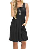 1 x Brand New AUSELILY women s sleeveless pleated loose swing leisure dress with knee-length pockets black, L  - RRP €22.69