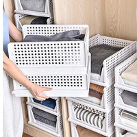 1 x RAW Customer Returns 4 Set Foldable Wardrobe Storage Boxes Plastic Storage Boxes Shelf Baskets Folding Kitchen Drawer Inserts Stackable Storage Boxes Transport Boxes Cabinet Container Cube Pull-Out Drawer - White - RRP €43.26