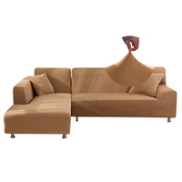 1 x RAW Customer Returns Jaotto Sofa Throws Sofa Cover Elastic Spandex Stretch Sofa Covers Couch Cover for L-Shape Sofa Universal Washable Sofa Throw 2 Non-Slip 2 Seater 3 Seater, Camel  - RRP €50.41