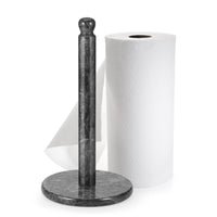 1 x RAW Customer Returns Flexzion Marble Paper Towel Holder 12 Black Marble Kitchen Paper Towel Roll Dispenser Stand with Marble Rod and Weight Base for Countertop Tables Home Dining Room - RRP €41.04