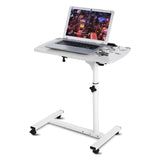 1 x RAW Customer Returns Mobile laptop table, side table on wheels, care table for bed, height adjustable computer table, notebook table, white breakfast table, laptop stand, for sofa, bedroom, office - RRP €64.49