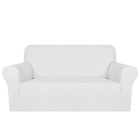 1 x RAW Customer Returns MAXIJIN Thick Velvet Sofa Covers 2 Seater Super Stretch Non-Slip Loveseat Covers for Living Room Dogs Cat Pet Plush Love Seat Couch Slipcovers Elastic Furniture Protector 2 Seater, White  - RRP €38.99