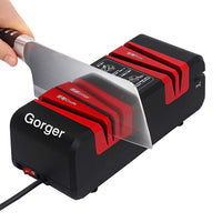 3 x RAW Customer Returns GOREUK Knife Sharpener Professional, Chefs Choice, Electric and Manual Sharpening, Diamond Coated, Non-Slip Base, 3 in 1 Knife Sharpener for Kitchen Knives, Scissors, Screwdrivers Black  - RRP €146.97