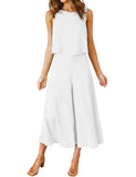 1 x RAW Customer Returns FANCYINN Women 2 Piece Outfits Basic Long Tank Top Shirt High Waist Long Pants Tracksuits White XL - RRP €30.24