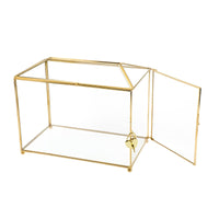 1 x RAW Customer Returns Homtone 26 cm Large Glass Wedding Card Box with Slot and Lock, Geometric Terrarium Gold Glass Box, Vintage Presentation Box for Wedding Reception, Table Centerpiece - RRP €39.28