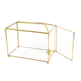 1 x RAW Customer Returns Homtone 26 cm Large Glass Wedding Card Box with Slot and Lock, Geometric Terrarium Gold Glass Box, Vintage Presentation Box for Wedding Reception, Table Centerpiece - RRP €39.28