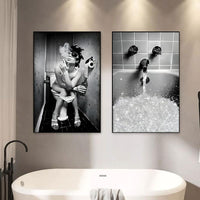 2 x Brand New Modern Bathroom Canvas Pictures, 3 Pieces Black and White Canvas Poster Set Modern Funny Bathroom Wall Art Poster-without Frame A, 3x20x30cm  - RRP €32.26