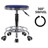 1 x RAW Customer Returns KKTONER rolling stool, height adjustable, swivel stool with footrest, modern industrial metal style, made of PU leather blue - RRP €41.76