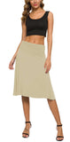 1 x RAW Customer Returns EXCHIC Women s Elastic Waist Solid Color A-Line Yoga Skirt M, Camel  - RRP €27.2