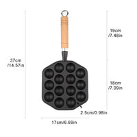 1 x RAW Customer Returns QOTSTEOS Takoyaki Pan Baking Tool Easy Clean 14 Holes Pancake Takoyaki Pan No Coating Cast Iron Black 19 x 18 x 17 x 2.5 cm - RRP €25.78