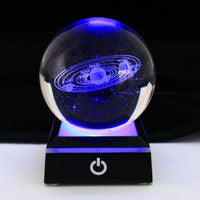 1 x RAW Customer Returns Crystal Ball 3D Solar System 8cm 3.15inch Planet Model Globe LED Light Base Home Decoration Ornament Astronomy Christmas Educational Gifts Solar System Black Base, 8cm  - RRP €39.31