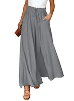 1 x RAW Customer Returns Dokotoo Summer Pants Women Lightweight Palazzo Pants Elegant Summer High Waist Baggy Casual Pants Cotton Linen Wide Pants with Pockets Drawstring Elastic Plain Fabric Pants Gray M - RRP €37.3