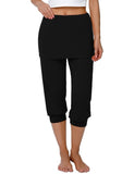 1 x RAW Customer Returns Terecey yoga pants women with skirt 3 4 capri pants elegant casual pants cotton jogging pants high waist loose pants harem pants for yoga pilates dancing jogging black S - RRP €23.98