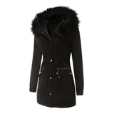 1 x RAW Customer Returns MEYOCEYO Winter Jacket Women Long Warm Lined Winter Coat with Fur Hood Winter Parka Windproof Parka Jacket Black L - RRP €73.56