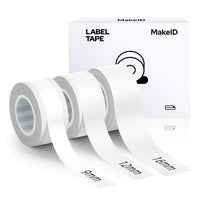 1 x RAW Customer Returns MakeID label tape compatible with L1 Q1 E1 self-adhesive plastic as label tapes 1 x 16mm white 1 x 12mm white 1 x 9mm white - RRP €23.18