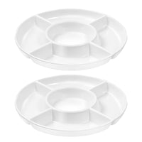 1 x RAW Customer Returns Pack of 2 serving trays for snacks, snack plates with compartments, 5 compartment snack divider tray, fruit plate with compartments for nuts, desserts, fresh snacks white  - RRP €22.48