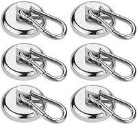 1 x RAW Customer Returns Wukong 6 Pieces Powerful Magnet Hooks, Neodymium Magnet Hooks Diameter 32mm, 60 Lbs 27.2KG Powerful Magnet Magnetic Hooks for Kitchens, Garages, Bathrooms and Offices. - RRP €25.33