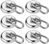 1 x RAW Customer Returns Wukong 6 Pieces Powerful Magnet Hooks, Neodymium Magnet Hooks Diameter 32mm, 60 Lbs 27.2KG Powerful Magnet Magnetic Hooks for Kitchens, Garages, Bathrooms and Offices. - RRP €25.33