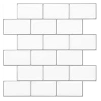 1 x RAW Customer Returns Art3d 10 pieces ceramic tiles 3d subway adhesive tiles kitchen white peel and stick backsplash tiles 30 x 30 cm - RRP €35.28