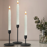 1 x RAW Customer Returns Eldnacele LED stick candles with timer function flickering flame, spiral candles twisted stick candles decorative household candles drip-free white 2 x 25 cm made of stearin for restaurants, weddings and parties - RRP €27.99