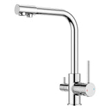 1 x RAW Customer Returns FORIOUS kitchen faucet, 3-way faucet mixer tap for kitchen, two-handle stainless steel kitchen sink faucets with drinking water spout and 360 swivel, polished chrome - RRP €67.14