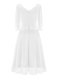 1 x RAW Customer Returns Dressystar women s wedding dress A line glitter dress women s party sequins shawl sleeves V-neck short wedding dresses wedding white L - RRP €57.47