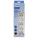 1 x RAW Customer Returns Philips SPN1152WA 10 - 5-Socket Schuko Power Strip, On Off Switch, 1.5 Meter Braided Power Cable High Resistance - White Color - RRP €17.99