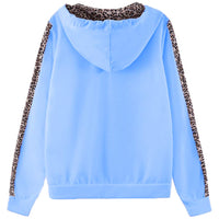 1 x RAW Customer Returns amropi Women s Tracksuit Set Leopard Print Long Sleeves Hoodie and Jogging Pants Blue, M  - RRP €35.95