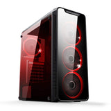 1 x RAW Customer Returns EMPIRE GAMING Warmachine - Gaming PC Case - Mid-Tower ATX - 4 Silent Fans - LED RGB Dual Ring Backlight with 11 Modes - Tempered Glass Front and Side - RRP €69.1