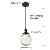 1 x RAW Customer Returns Yosoan Clear Glass Ball Industrial Loft Pendant Light Pendant Lamp Indoor Light for Kitchen Dining Room Bedroom Cafe Bar Club Black Color  - RRP €60.49