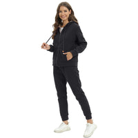 1 x RAW Customer Returns amropi Women s Tracksuit Fleece Hooded Jacket and Pants Winter Set 3XL,Black - RRP €52.99