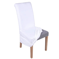 1 x RAW Customer Returns Homaxy Velvet Chair Covers, Long Stretch Dining Chair Covers Plush Washable Removable Chair Cover White, Set of 2  - RRP €30.24