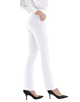 1 x RAW Customer Returns LaiEr Women s Dress Pants Belt Bows Stretch Work Pants Business Casual Straight Leg Yoga Bootcut Pants with Pockets White,Medium  - RRP €32.05