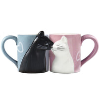 1 x RAW Customer Returns Kiss Cat Coffee Mug Set, Fun and Unique Ceramic Tea Cup Set for Bride and Groom, Matching Gift for Birthday, Anniversary, Wedding, Girlfriend Wife - RRP €23.59