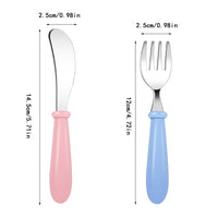 5 x Brand New 6-piece children s cutlery, children s cutlery set including 2 knives, 2 forks, 4 spoons, children s cutlery made of stainless steel with round handle for boys and girls blue, pink  - RRP €43.45