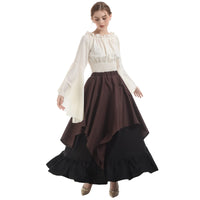 1 x RAW Customer Returns Fiamll Medieval Costume Women Renaissance Costume Dress Medieval Carnival Dress Set Brown Black XL - RRP €46.38