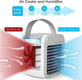 1 x RAW Customer Returns Portable Air Cooler, Personal Air Conditioner 4 in 1, Mobile Evaporative Cooler USB Small Table Fan with 3 Speeds Humidifier Air Purifier 7 LED Light for Home, Office, Room - RRP €44.46