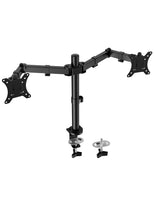 1 x RAW Customer Returns FORGING MOUNT monitor mount for 2 monitors for 13-32 inch flat curved screens, monitor desk mount, height adjustable, tiltable, swivelable, rotatable, 8 kg per arm, VESA 75x75 100x100, black - RRP €46.3