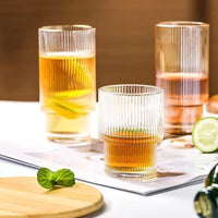 1 x RAW Customer Returns MUJUZE Ribbed Glasses Set, Drinking Glass Set of 6 200ML, Origami Style Ribbed Glasses Stackable Glass Cups, Ripple Vintage Drinking Glasses Small, Glasses Set Ideal for Whiskey and Coffee Glasses - RRP €26.99