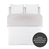 1 x Brand New Blumtal reversible bed linen 155x200 - made of breathable microfiber - duvet cover 155x200 2x pillowcases 80x80 Oeko-Tex - soft non-iron bed linen set, 3-piece, white light gray - RRP €29.23