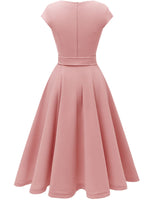 1 x RAW Customer Returns DRESSTELLS Formal Dresses for Women Evening Dress Knee Length Round Neck 50s Retro Dress Formal Bridesmaid Dress Midi Length Blush XL - RRP €39.99