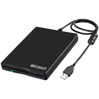 1 x RAW Customer Returns Floppy Disk Drive External Floppy Drive 3.5 inch USB Floppy Drive 1.44MB FDD Portable Floppy Disk Suitable for PC Windows 2000 XP 7 8, plug and play Black  - RRP €19.33