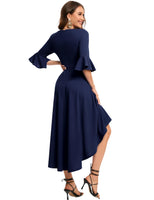 1 x Brand New Gardenwed Formal Dress Women 3 4 Sleeve Flare Bell Sleeve Round Neck Dresses High-low Cocktail Dresses Rockabilly Dresses Evening Dresses Elegant for Wedding Navy S - RRP €43.36