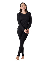 1 x RAW Customer Returns LAPASA Merino Wool Thermal Underwear Set Women, Merino Wool Warm Undershirt Long Sleeve Shirt Thermal Underpants Leggings L58 , Black Warm , S - RRP €79.99