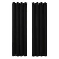 1 x RAW Customer Returns Deconovo Curtain Blackout Eyelet Curtains Bedroom Thermal Curtain Cold Protection Eyelets, 200x140 cm Height x Width , Black, Set of 2 - RRP €43.95